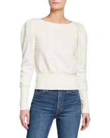 AG Adriano Goldschmied Walker Puff-Sleeve Boat-Neck Sweater at Neiman Marcus